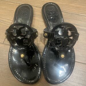 Tory Burch Miller Sandals in black patent leather - size 7